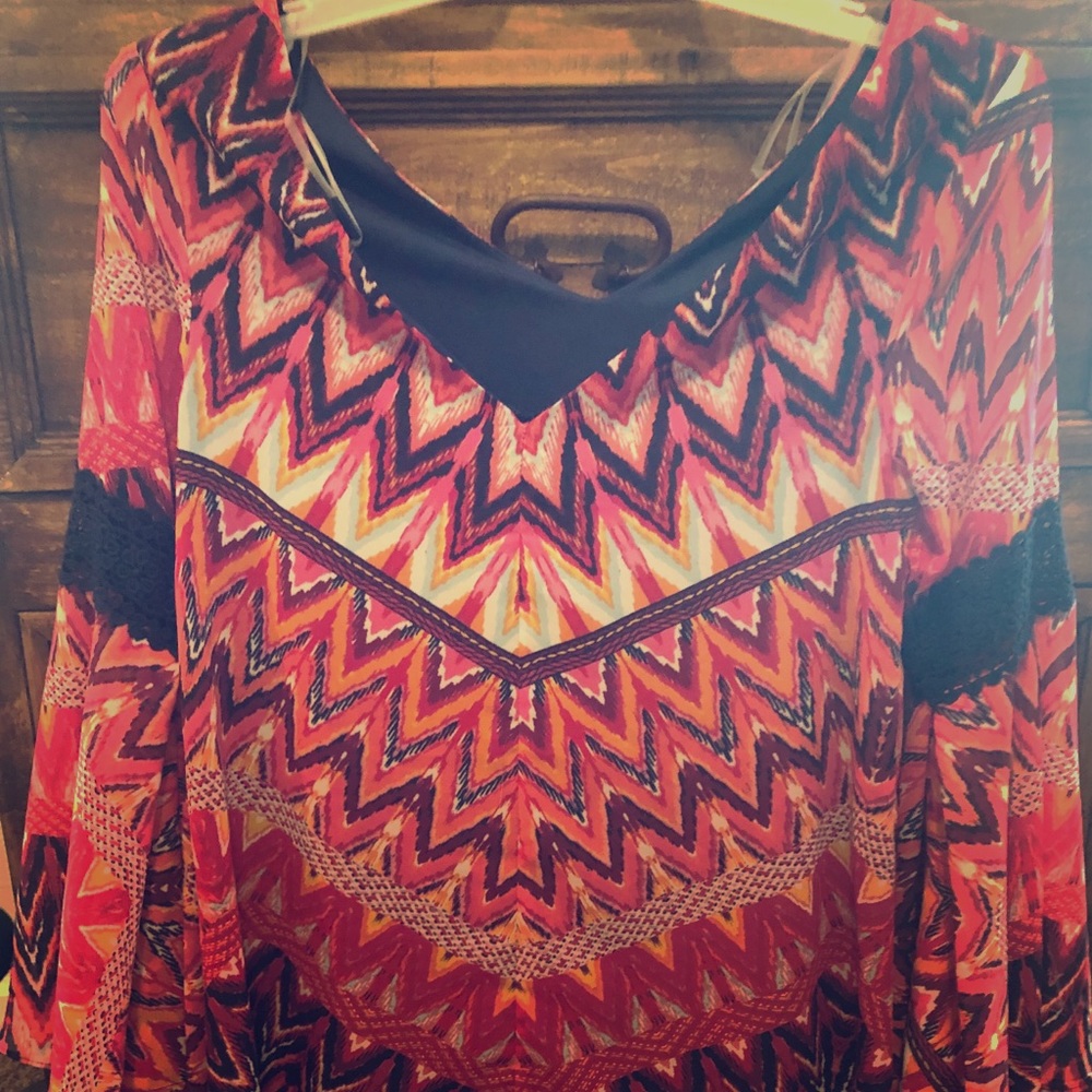 Tribal Print Off the Shoulder Tunic Top